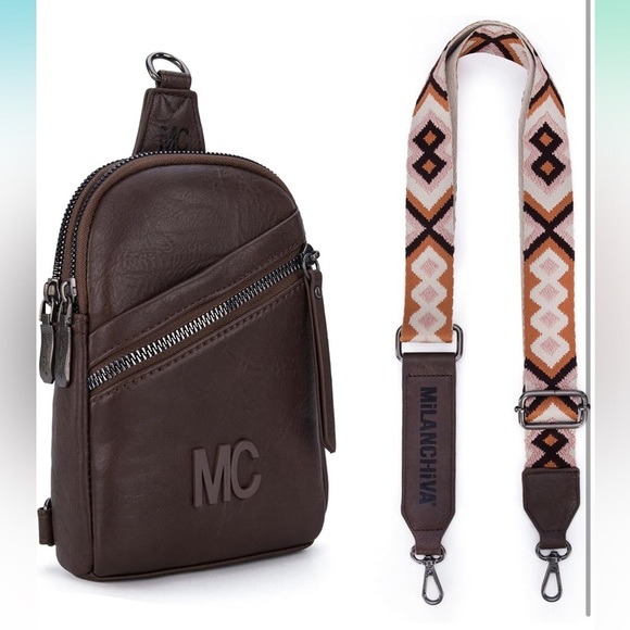 Brown sling bag with guitar strap - Picture 6 of 7